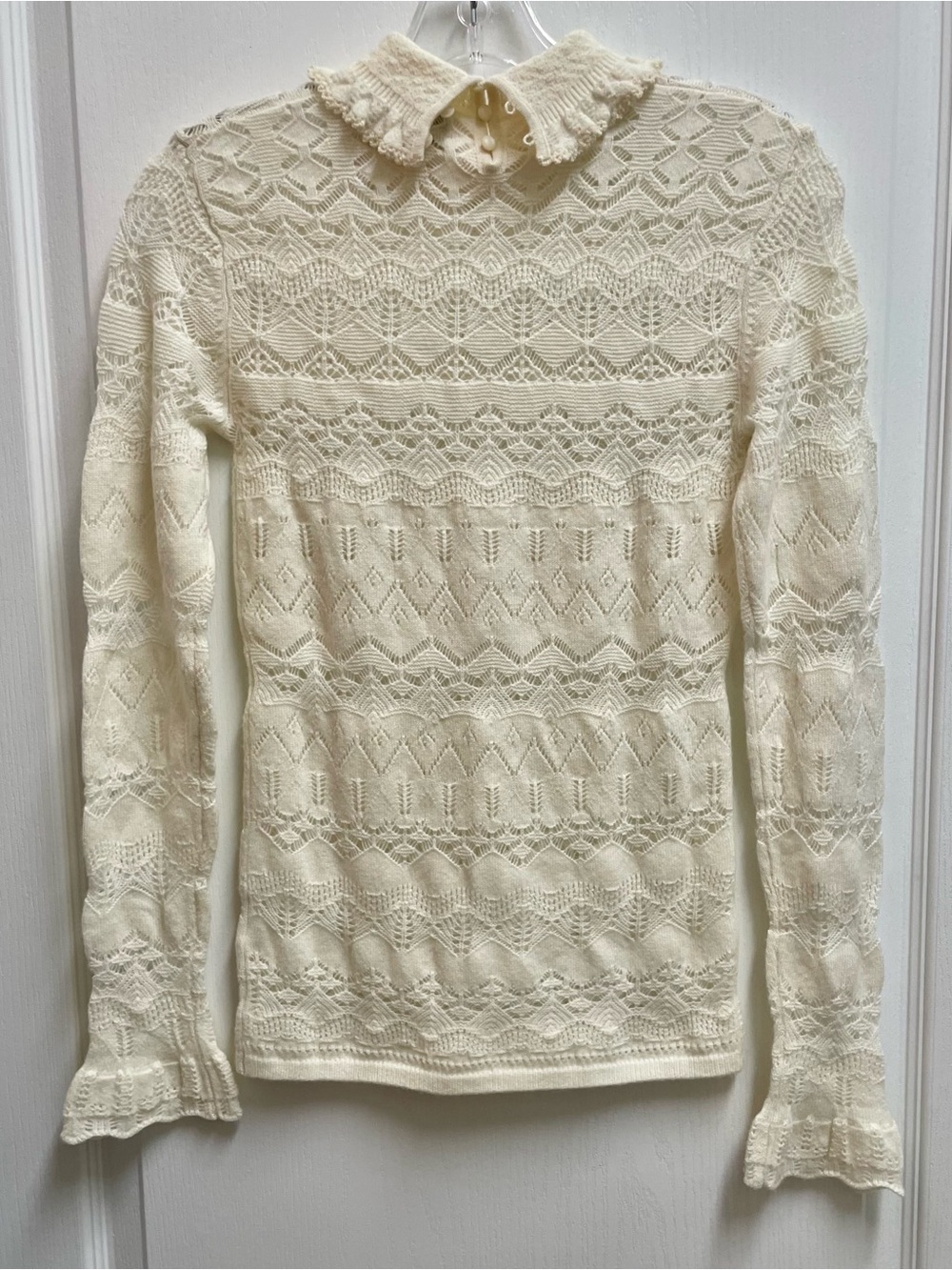 Polo by Ralph Lauren Ivory Pointelle Knit Turtleneck Collar Sweater